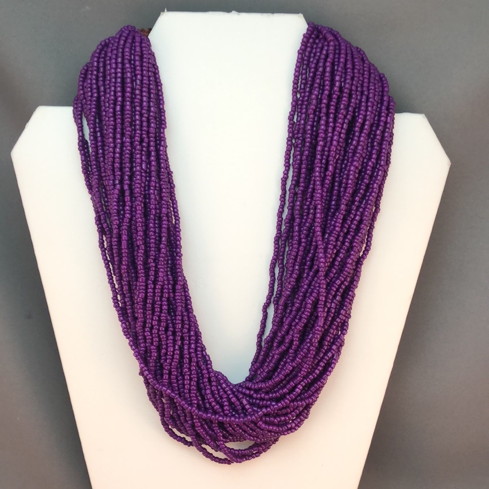Purple Beaded Multi-Strand Necklace - Picture 1 of 15